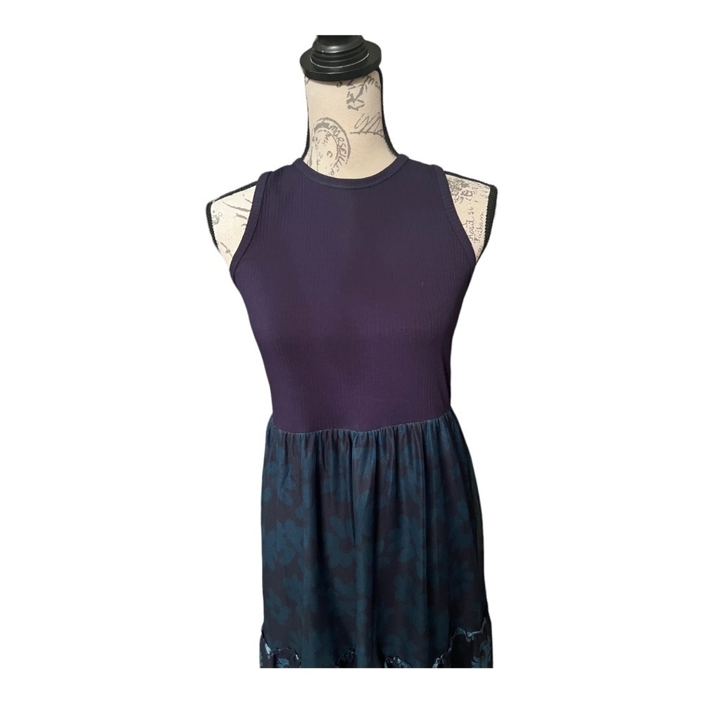 New Desigual Long Combination Tulle Dress In Navy sz large - Picture 8 of 14